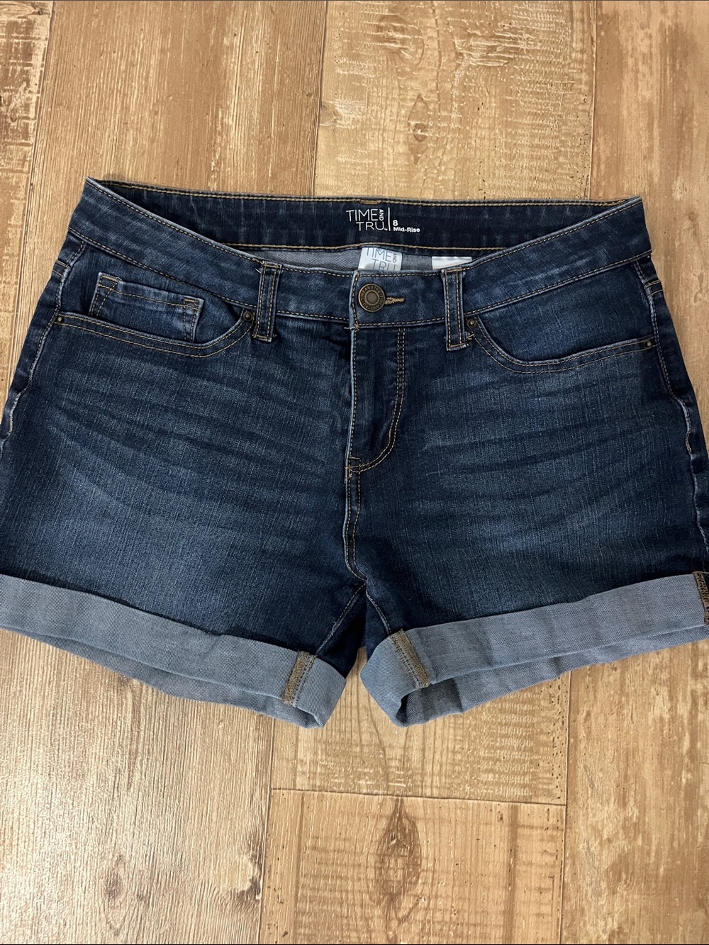 Time and Tru Indigo Rolled Cuff Denim Shorts